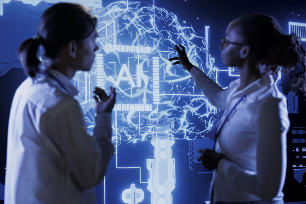 Qualified technicians making use of AI skills.